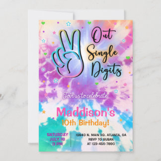 TieDye uit één cijfer, Girl Birthday nodig. Kaart
