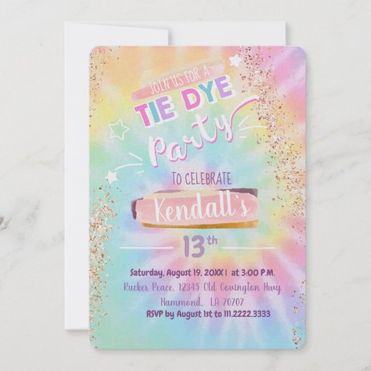 Tiedye uitnodiging (Voorkant)