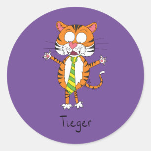 Tieger Tiger met een Necktie-Sticker Ronde Sticker