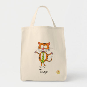 Tieger Tiger met Stropdas Grocery Canvas tas