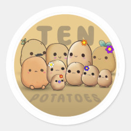 Tien aardappelen ronde sticker