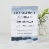 Tien Boy Blue Waterverf minimalist Birthday Kaart (Staand voorkant)