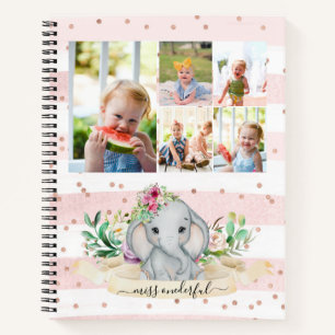 Tien foto's Collage Miss Onederful Baby Elephant Notitieboek