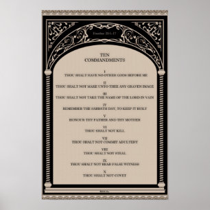 Tien geboden op parchment Art Deco Arch Scroll Poster