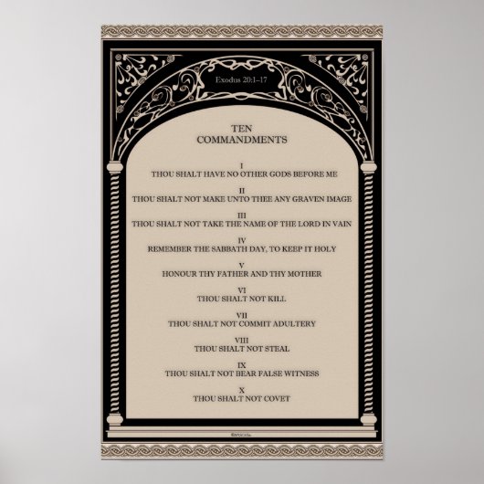 Tien geboden op parchment Art Deco Arch Scroll Poster (Voorkant)