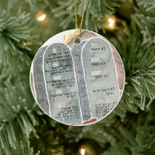 Tien Geboden Stone Tablets Jesse Tree Keramisch Ornament