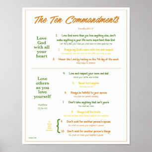 Tien geboden voor kinderen—Earth Tones w/border Poster