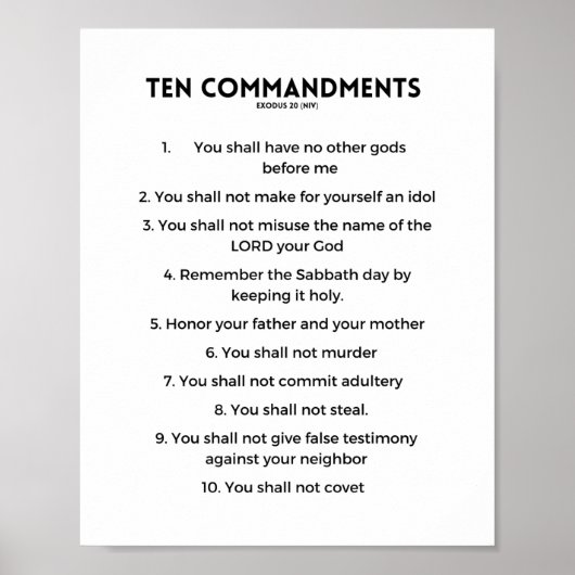 Tien Geboden Witte Achtergrond Poster (Voorkant)