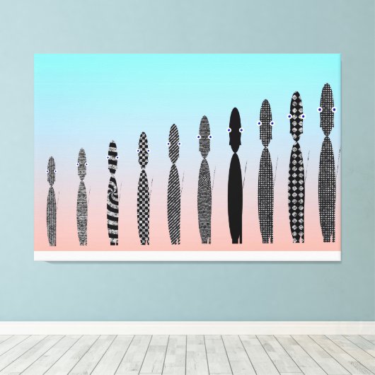 Tien Gehaakte Katten Geometrisch Patroon  Canvas Afdruk (Insitu (Houten vloer))