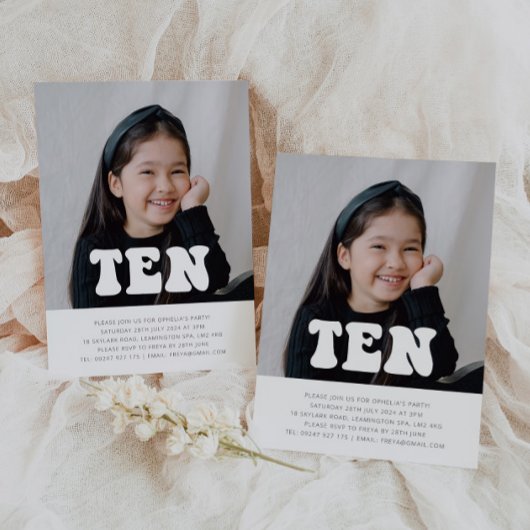 Tien - Groovy Foto Verjaardag Uitnodiging