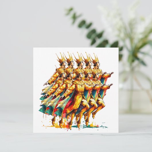 Tien heren springen | Twaalf dagen van Kerstmis Feestdagenkaart (Staand voorkant)