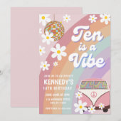 Tien is een vibe 10e verjaardag uitnodiging groovy (Voorkant / Achterkant)