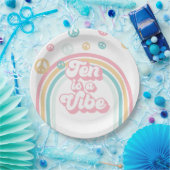 Tien is een Vibe Retro Summer Rainbow Papieren Bordje (Feest)