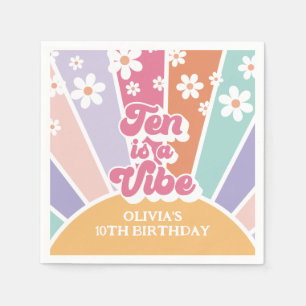Tien is een Vibe Retro Zonneschijn Regenboog Madel Servet