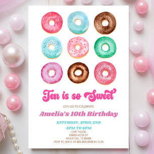 Tien is zo lief donut 10e verjaardagsfeestje kaart