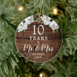 Tien jaar als de heer Mrs. Personalized Rustic Jub Keramisch Ornament