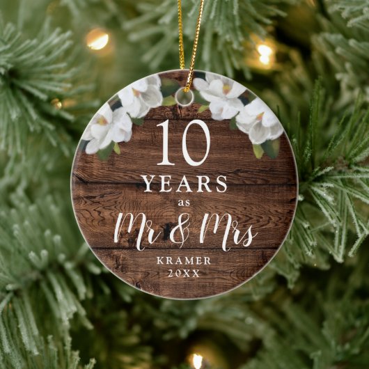 Tien jaar als de heer Mrs. Personalized Rustic Jub Keramisch Ornament (Boom)