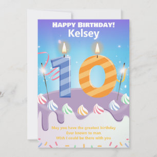 Tien jaar oude Happy Birthday-kaart gepersonalisee