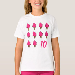 Tien jaar oude meisjes Verjaardag Schattige Roze I T-shirt
