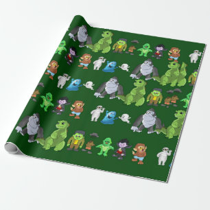 Tien kleine monsters die papier (groen) pakken