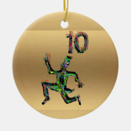 Tien lords a-leaping gouden kerstdecoratie keramisch ornament