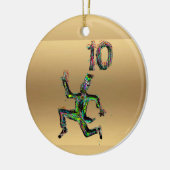 Tien lords a-leaping gouden kerstdecoratie keramisch ornament (Links)