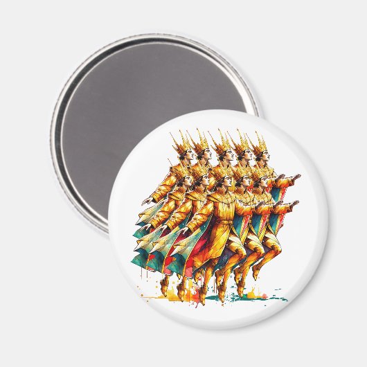 Tien Lords a-Leaping | Twaalf dagen Kerst Magneet (Voorkant / Achterkant)