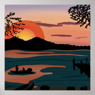 Tien Mile Lake Sunset Poster