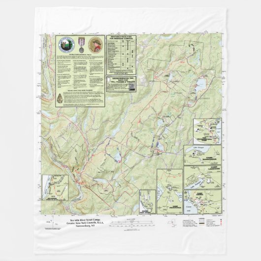 Tien Mile River Scout Camps Trail Map Blanket Fleece Deken (Voorkant)