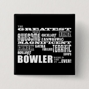 Tien Pin Bowling Bowlers Groest Bowler World ooit Vierkante Button 5,1 Cm