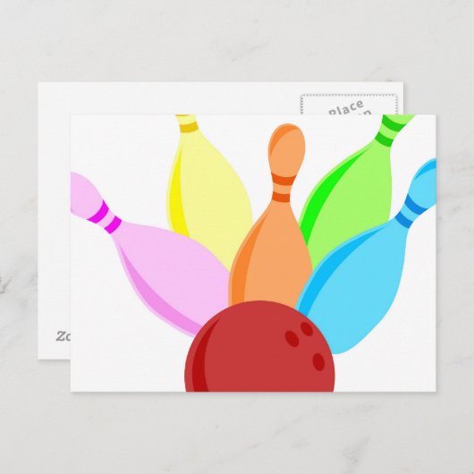 Tien Pin Bowling Briefkaart (Voorkant / Achterkant)