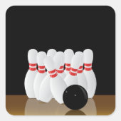 Tien pin Bowling Strike Square Sticker (Voorkant)