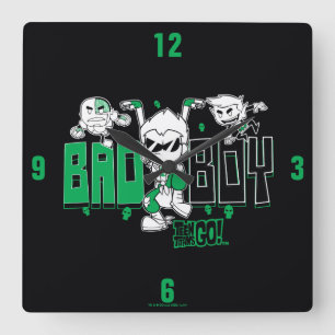 Tien Titans gaan! "Bad Boy" Robin, Cyborg & BB Vierkante Klok
