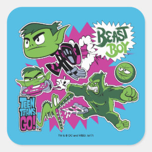Tien Titans gaan! Beast Boy Shapeshifts Vierkante Sticker