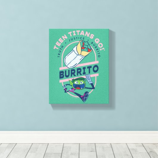 Tien Titans gaan! Beast Boy "Truth Justice Burrito Canvas Afdruk (Insitu (Houten vloer))