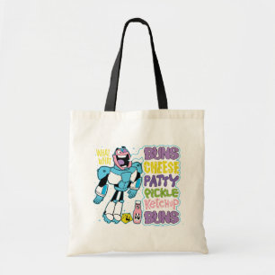 Tien Titans gaan!   Cyborg Burger Rap Tote Bag