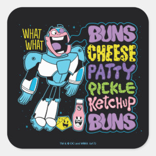 Tien Titans gaan!   Cyborg Burger Rap Vierkante Sticker