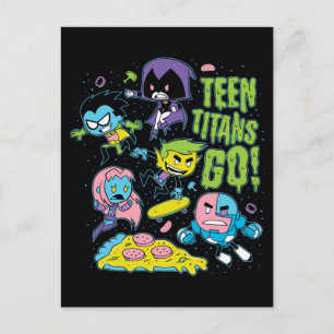 Tien Titans gaan!   Gnarly 90's Pizza Graphic Briefkaart