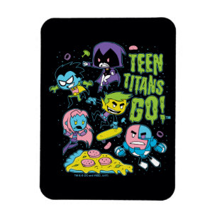 Tien Titans gaan!   Gnarly 90's Pizza Graphic Magneet