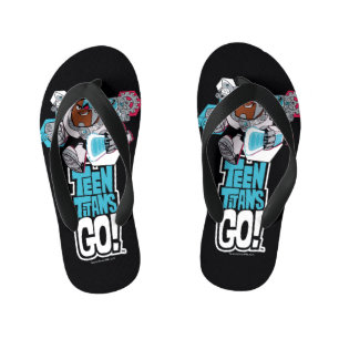Tien Titans gaan! Grafisch schilderij van Cyborg Kinder Teenslippers