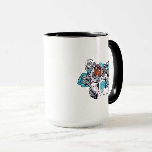 Tien Titans gaan! | Grafisch schilderij van Cyborg Mok (Voorkant rechts)