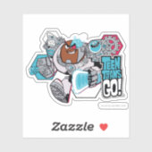 Tien Titans gaan! | Grafisch schilderij van Cyborg Sticker (Vel)