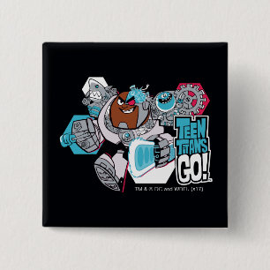 Tien Titans gaan! Grafisch schilderij van Cyborg Vierkante Button 5,1 Cm