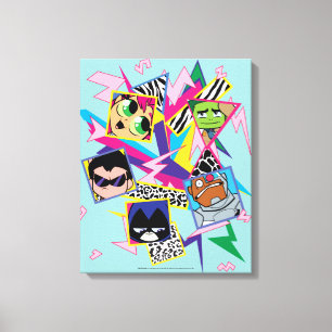 Tien Titans gaan!   Retro 90's Group Collage Canvas Afdruk