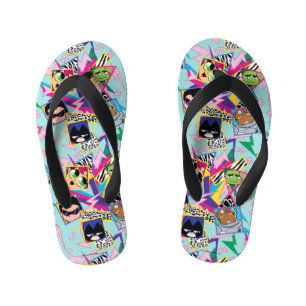 Tien Titans gaan!   Retro 90's Group Collage Kinder Teenslippers