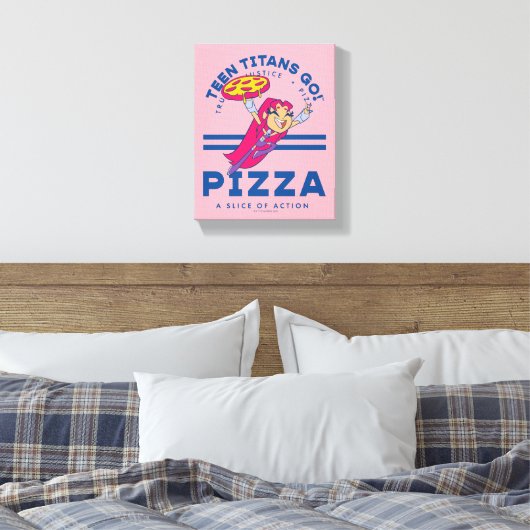 Tien Titans gaan! Starfire "Truth Justice Pizza" Canvas Afdruk (Insitu (Slaapkamer))
