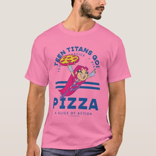 Tien Titans gaan! Starfire "Truth Justice Pizza" T-shirt (Voorkant)