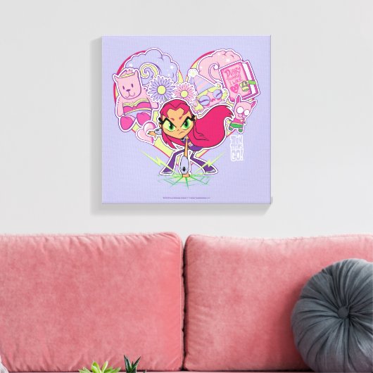 Tien Titans gaan! | Starfire's Heart Punch Graphic Canvas Afdruk (Insitu (Woonkamer))