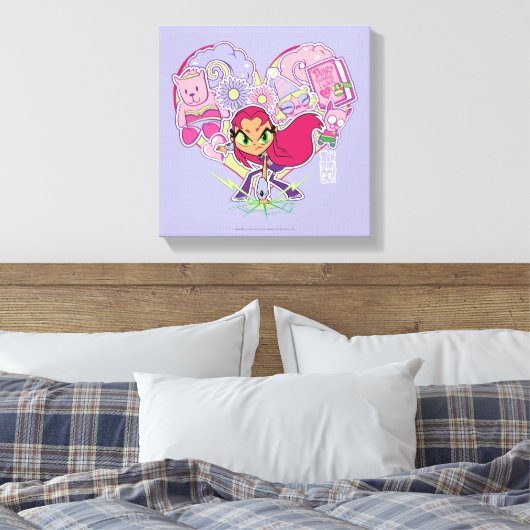 Tien Titans gaan! | Starfire's Heart Punch Graphic Canvas Afdruk (Insitu (Slaapkamer))