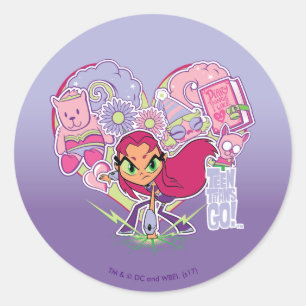 Tien Titans gaan!   Starfire's Heart Punch Graphic Ronde Sticker